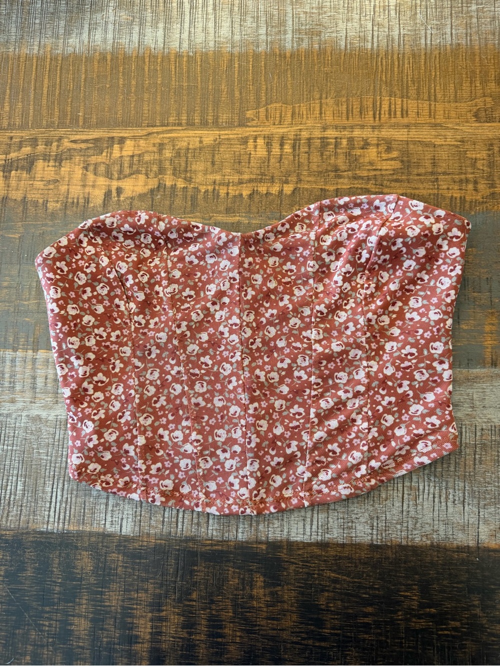 Ditzy floral strapless cropped festival top size small